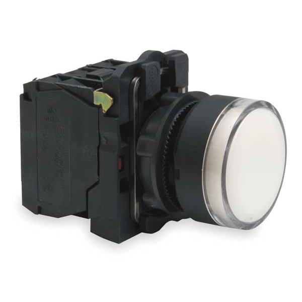Botón pulsador iluminado Schneider Electric, 22 mm, 1NA/1NC, blanco - XB5AW3165