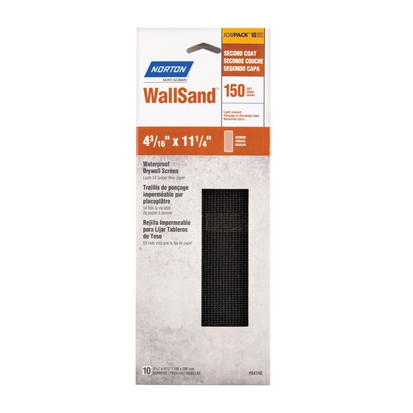Norton Abrasives Norton WallSand 11-1/4 in. L X 4-3/16 in. W 150 Grit Silicon Carbide Drywall Sanding Screen 10 pk - 7660721764