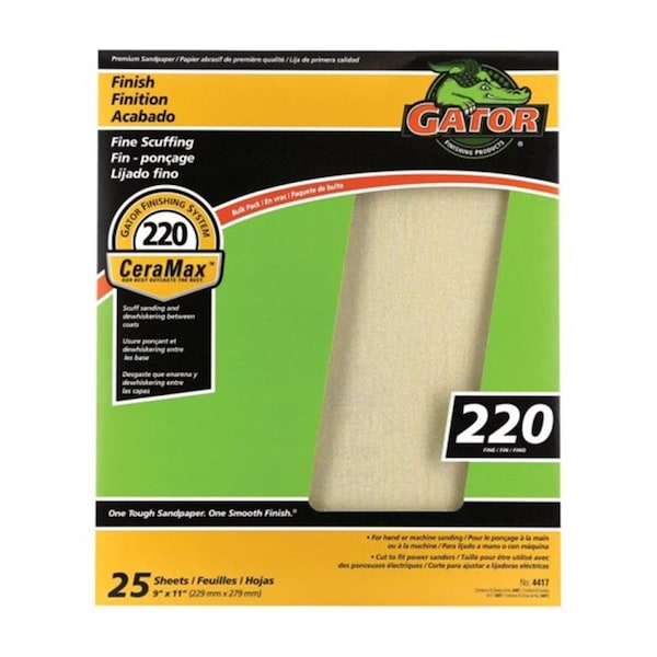 Gator Grit 3407 220 Grit Sandpaper, 25PK - 1609429
