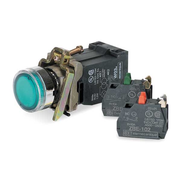 Botón pulsador iluminado Schneider Electric, 22 mm, 1NA/1NC, Verde - XB4BW3335