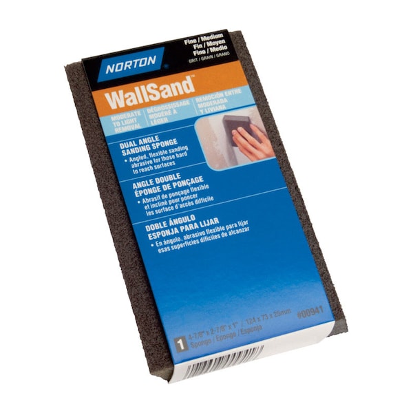 Norton Abrasives Norton WallSand 4.875 in. L X 2.875 in. W X 1 in. Fine/Medium Dual Angle Sanding Sponge - 07660700941