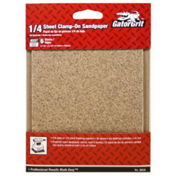 Gator Finishing 5036 4.5 x 5 in. Assorted-Grit General-Purpose Sandpaper, 6PK - 460185