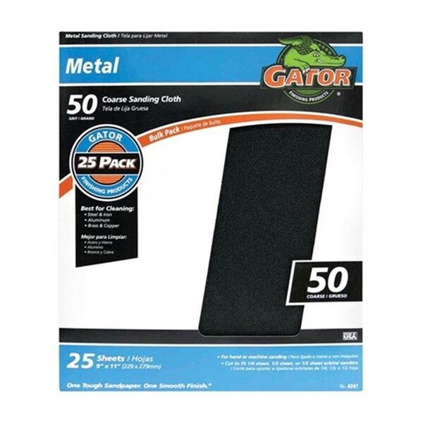 Gator Grit Gatorgrit 4247 50 Grit Emery Cloth Sanding Sheets- pack of 25 - 1002419