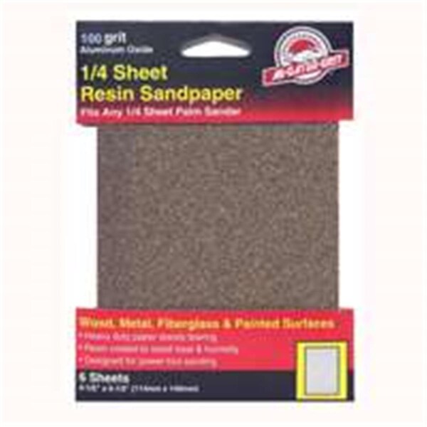 Gator Finishing 5032 100 Grit Sandpaper Aluminum Oxide .25 Sheet, 6PK - 7420128