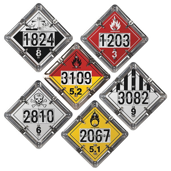 Jj Keller DOT Container Placard, Various DOT Classes, Aluminum, 14" W x 14" H - 13071