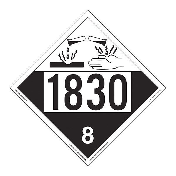 Labelmaster Corrosive Placard, UN 1830, PK25 - ZRV41830
