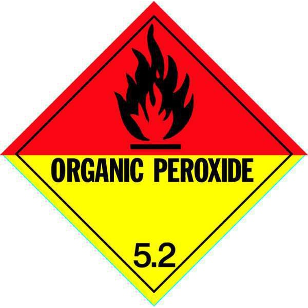 Stranco DOT Container Placard, ORGANIC PEROXIDE 5.2, Self-Adhesive Vinyl, 10-4/5" W x 10-4/5" H, 10 PK - DOTP-0046-V10