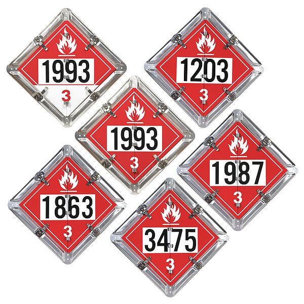 Jj Keller DOT Container Placard, Various DOT Classes, Aluminum, 14" W x 1/2" H - 13066