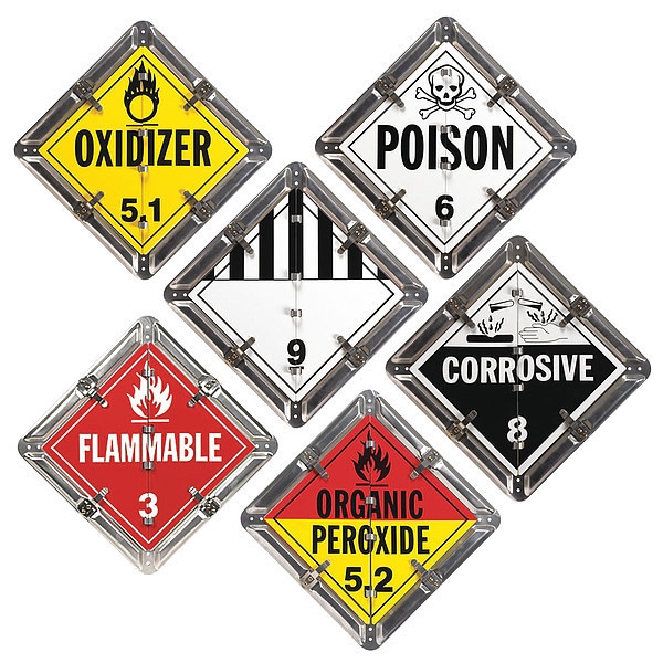 Jj Keller DOT Container Placard, Various DOT Classes, Aluminum, 14" W x 14" H - 13070