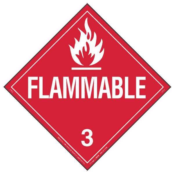 Labelmaster DOT Container Placard, Flammable, Vinyl, 10-3/4" W x 10-3/4" H - 19TZ81