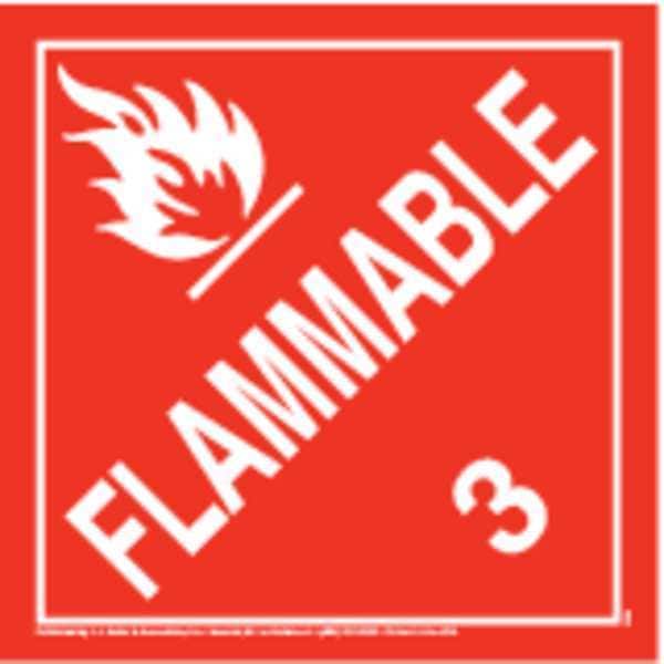 Jj Keller DOT Container Placard, Flammable, Tagboard, 10-3/4" W x 10-3/4" H - 525