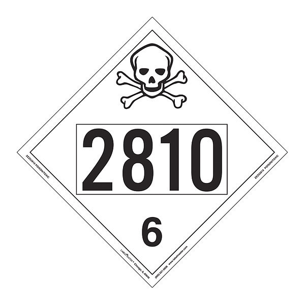 Labelmaster Toxic/Poison Placard, UN 2810, PK25 - ZEZ52810