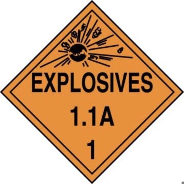 Accuform DOT PLACARD HAZARD CLASS 1  MPL11VP25 - MPL11VP25