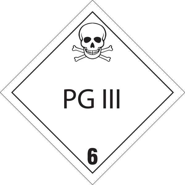 Brady DOT Container Placard, PG III 6, B-120 Premium Fiberglass, 10-3/4" W x 10-3/4" H - 60427
