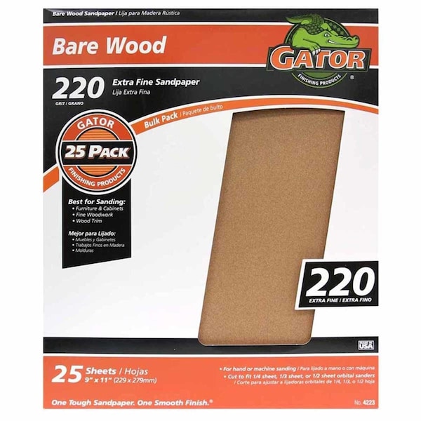 Gator Finishing 9 x 11 in 220 Grit Sandpaper - 18730