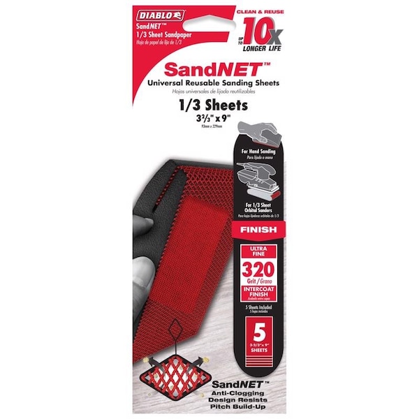 Diablo Diablo SandNet 9 in. L X 3-2/3 in. W 320 Grit Ceramic Blend Sanding Sheet 5 pk - DNS323320S05G