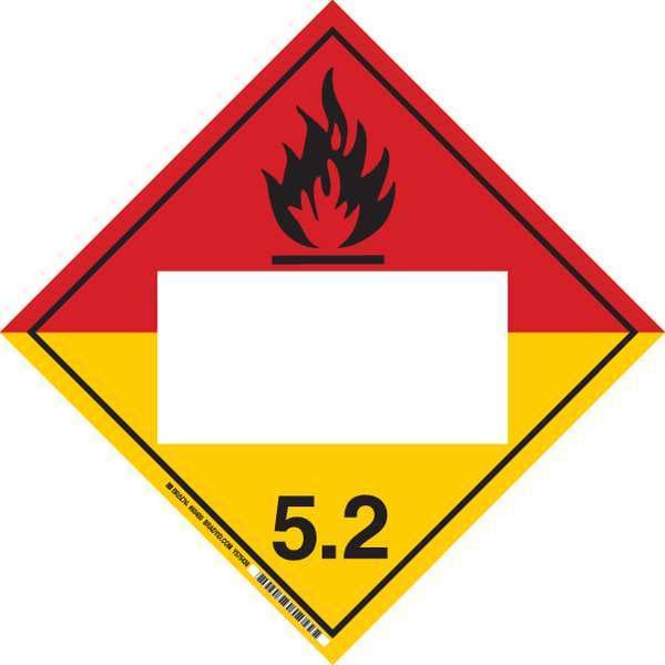 Brady DOT Container Placard, B-101 Polycoated Tagstock, 10-3/4" W x 10-3/4" H - 60400