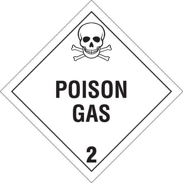 Brady DOT Container Placard, Poison Gas 2, B-946 Pressure Sensitive Vinyl, 10-3/4" W x 10-3/4" H - 60433