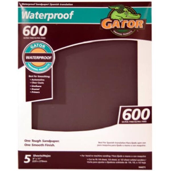 Gator Finishing Ali Industries 4471 9 x 11 in. 600 Grit Ultra Fine Sandpaper - 5 Pack - 839223