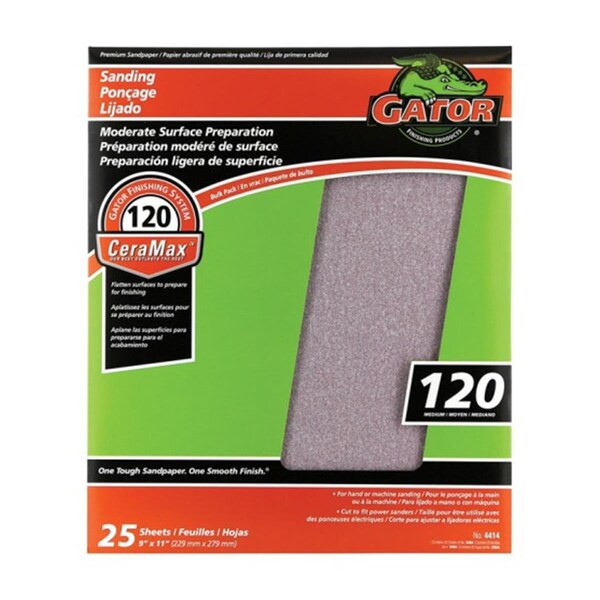 Gator Grit 3404 11 in. Aluminum Oxide Sandpaper 120 Grit, 25PK - 1609395