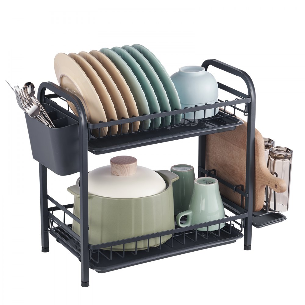 VEVOR 2 Tier Dish Drying Rack Dish Drainer Carbon Steel Kitchen Utensil Holder - TM486357516MM0C4NV0