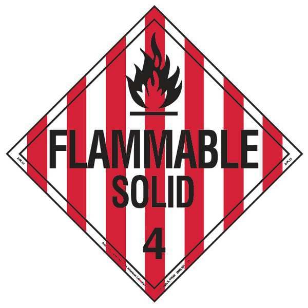 Labelmaster DOT Container Placard, Flammable Solid, Rigid Vinyl, 10-3/4" W x 10-3/4" H - 19UA15
