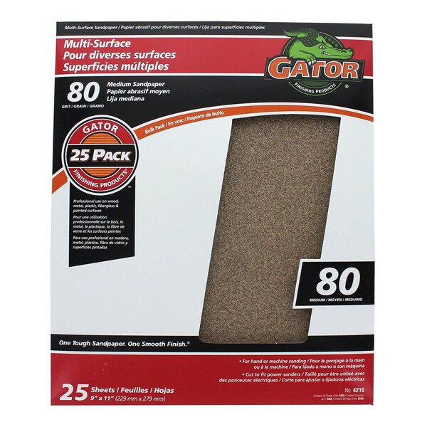 Gator Grit Gator 11 in. L X 9 in. W 80 Grit Aluminum Oxide Sandpaper 1 pk - 3265