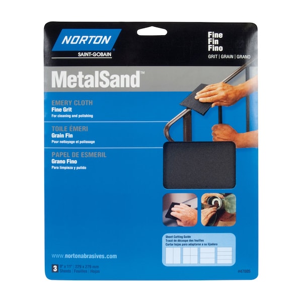 Norton Abrasives Norton MetalSand 11 in. L X 9 in. W 80 Grit Emery Cloth 3 pk - 7660747835