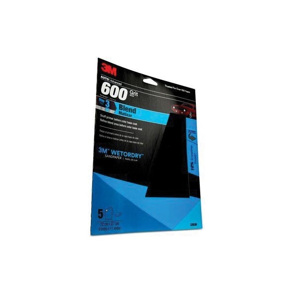 3M 3M Wetordry Sandpaper, 32036, 600 Grit, 9 inch x 11 inch, 5PK - 7010328059