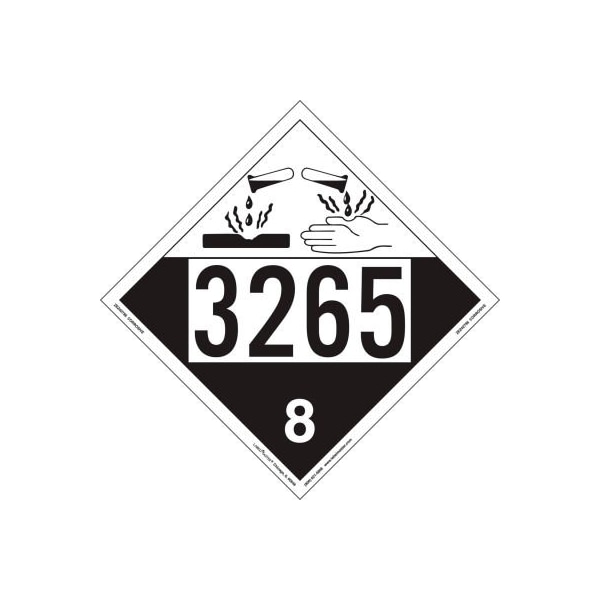 American Labelmark Co LabelMaster ZEZ43265 Corrosive Placard, UN 3265, Removable Vinyl, 25/Pack - ZEZ43265
