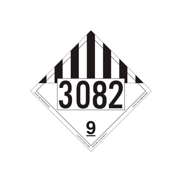 American Labelmark Co LabelMaster ZRV19-82 Miscellaneous Dangerous Goods Placard, UN3082, Rigid Vinyl, 25/Pack - ZRV19-82