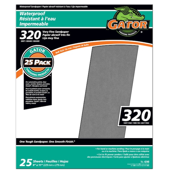 Gator Grit Gator 11 in. L X 9 in. W 320 Grit Silicon Carbide Waterproof Sandpaper 1 pk - 3282
