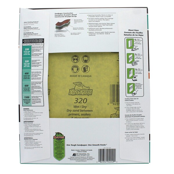 Gator Grit Gator 11 in. L X 9 in. W 320 Grit Silicon Carbide Waterproof Sandpaper 1 pk - 3282