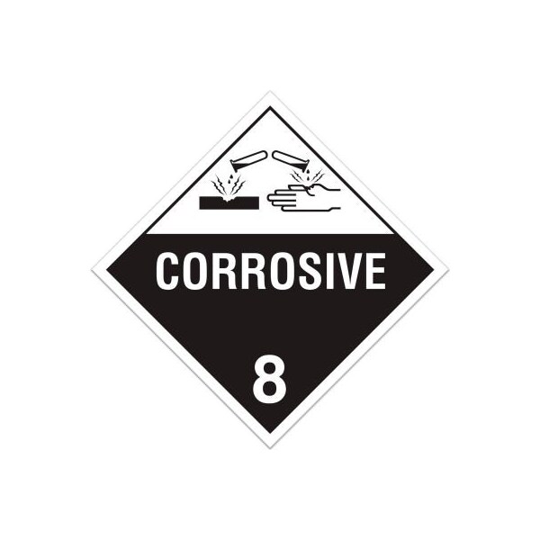 Top Tape And Label INCOM TA800PS Class 8 Corrosive Adhesive Vinyl Placard - TA800PS