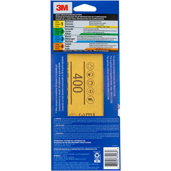 3M Blue Sandpaper, 3 2/3 in X 9 in, 400 G, 8 Sheet/Pack, 20PK - 31579-8
