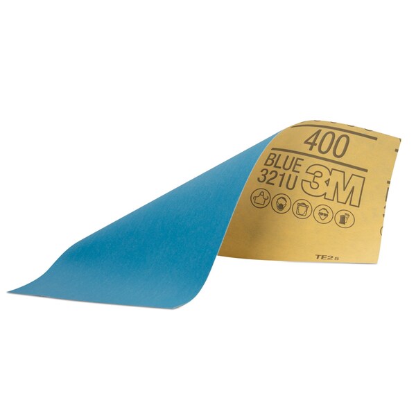 3M Blue Sandpaper, 3 2/3 in X 9 in, 400 G, 8 Sheet/Pack, 20PK - 31579-8
