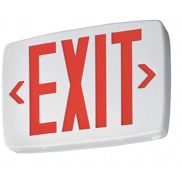 Lithonia Lighting Exit Sign, White, 1 Face(s), LED, Universal Mount, Nickel Cadmium - LQM S W 3 R ELN 120/277M6