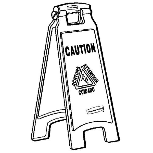 Rubbermaid Commercial Floor Safety Sign, HDPE, Caution Wet Floor, 25 in H, 11 in W, Not Retroflective, Yellow - FG611277YEL