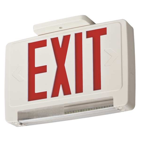 Lithonia Lighting Exit Sign with Emergency Lights, White, 1 or 2 Face(s), LED, Universal Mount, Nickel Cadmium - ECBR LED M6
