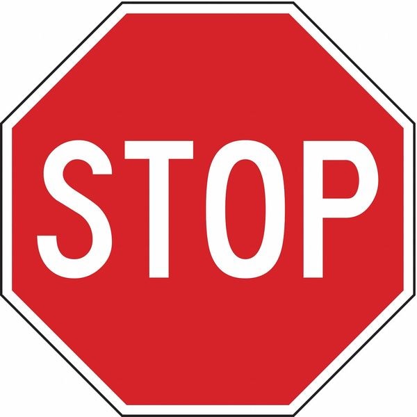 Lyle Stop Sign, 24" W, 24" H, Aluminum, Red - R1-1-24HA