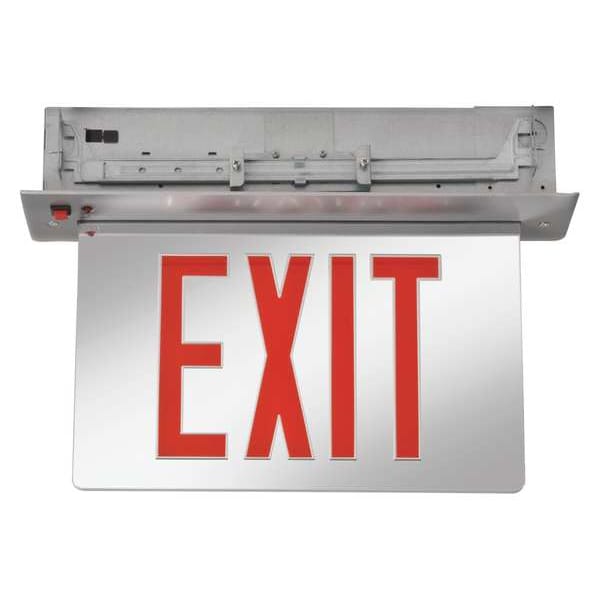 Lithonia Lighting Exit Sign, Silver, 2 Face(s), LED, Recessed Mount, Nickel Cadmium - EDGR 2 RMR EL