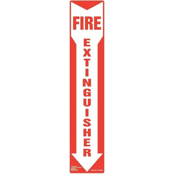 Jj Keller Fire Extinguisher Sign, 3" x 13.5", Vinyl - 8001200
