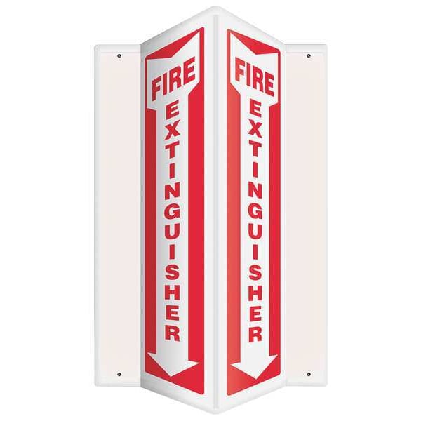 Accuform Fire Extinguisher Sign, 18 in Height, 7 1/2 in Width, Plastic, V-Shaped, English - PSP315