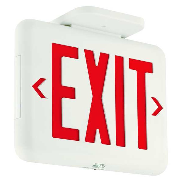 Dual-Lite Exit Sign, White, 1 or 2 Face(s), LED, Universal Mount, Nickel-Metal Hydride - EVEURWE