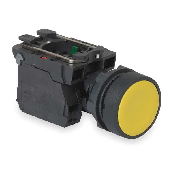 Botón de pulsador no iluminado de Schneider Electric, 22 mm, 1NO/1NC, Amarillo - XB5AA55