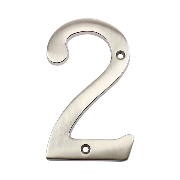 Pamex 4in Heavy Duty House Number # 2 Satin Nickel Finish - DD074S2SN