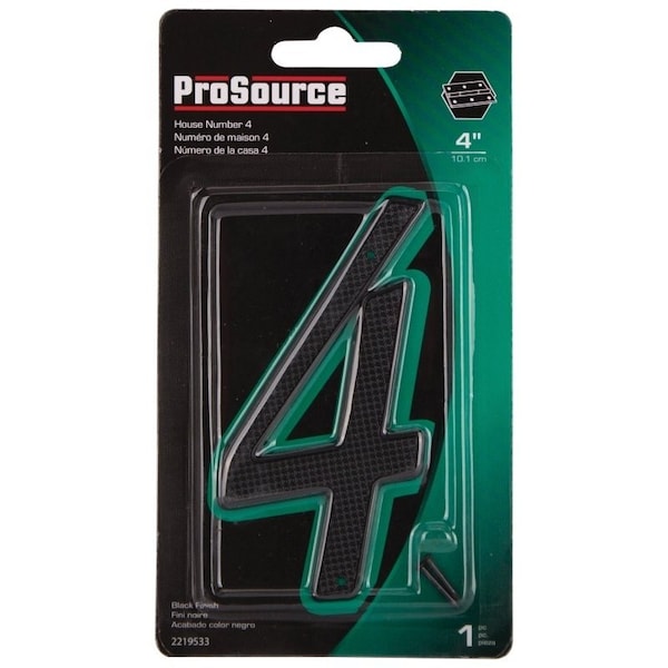 Prosource House Number, Character: 4, 4 in H Character, 2.28 in W Character - N-014-PS