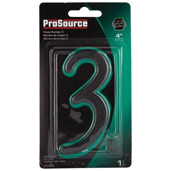 Prosource House Number, Character: 3, 4 in H Character, 2.36 in W Character - N-013-PS