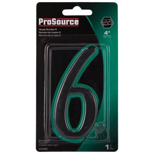 Prosource House Number, Character: 6, 4 in H Character, 2.28 in W Character - N-016-PS