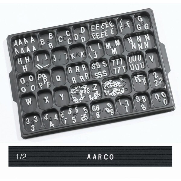Aarco Universal Single Tab Changeable Letters, 1/2'' Helvetica Style Typeface, 330 Characters per Set - HFD.50